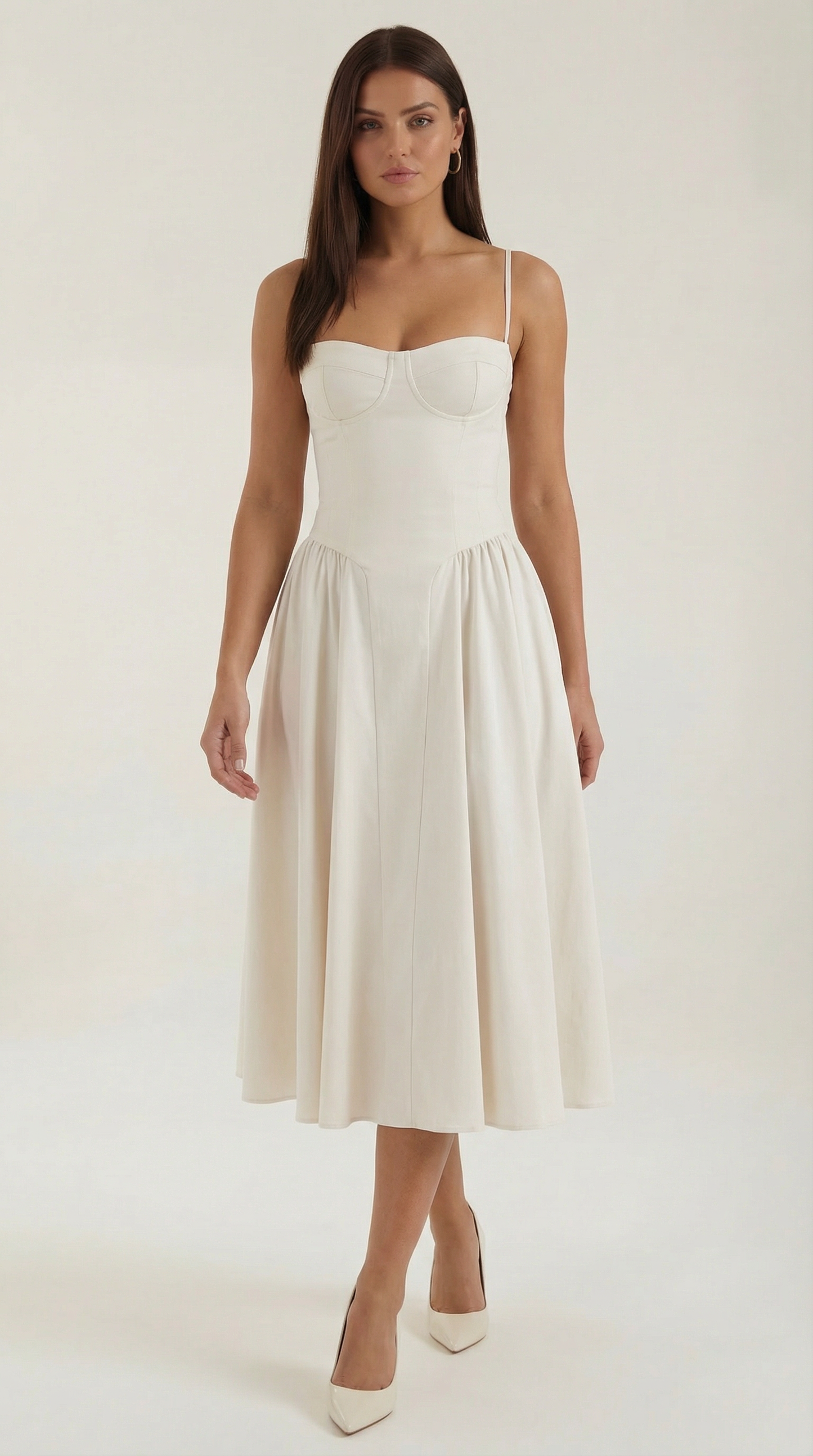 Corset Midi Dress in Elegant Fabric - Perfect for Formal Events and Special Occasions