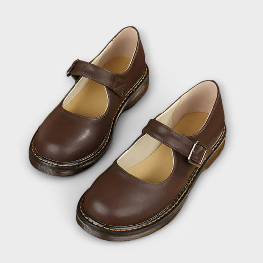 Women’s Mary Jane Shoes With Buckle Strap And Flat Sole